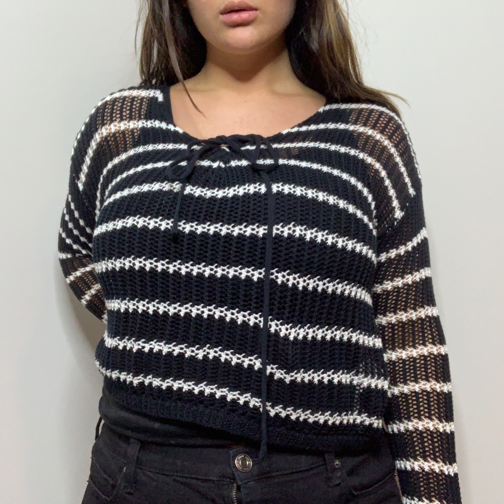 Forever21 Striped See-Through Sweatshirt